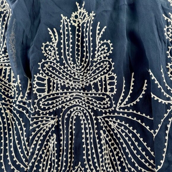 SOFT SURROUNDINGS Embroidered Midi Skirt Women’s Size M Black Tan Pleated Office - Picture 6 of 12